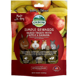 Oxbow Simple Rewards Oven, запеченная с яблоками и бананами, угощениями для мелких животных